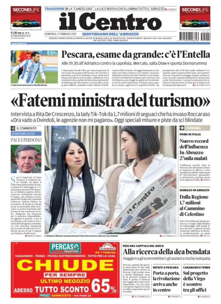 Prima-pagina-il centro-oggi-edizione-del-2025-02-02